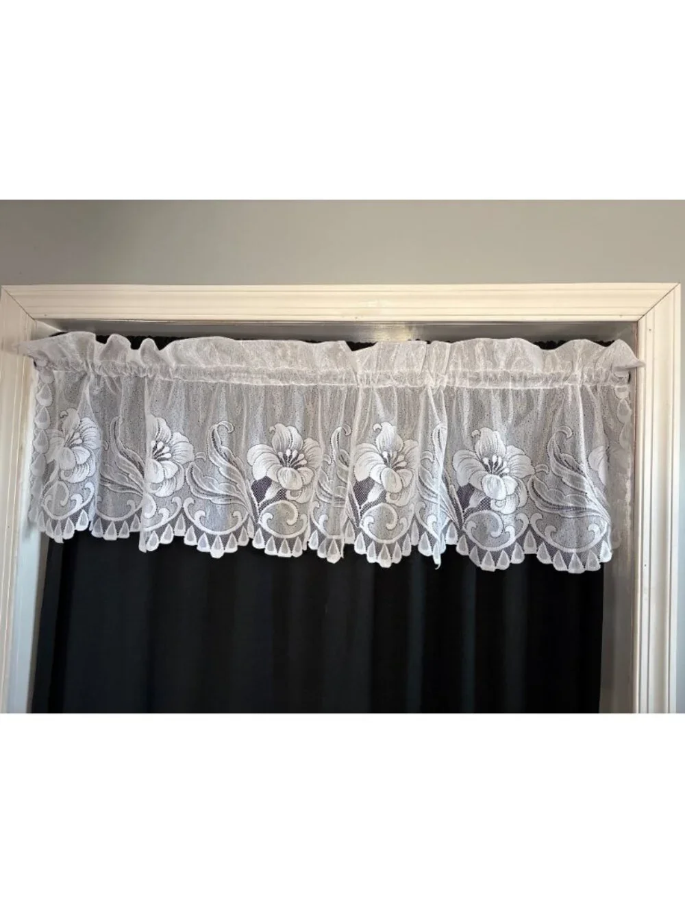 Floral Lace Valance Curtain Panels 36